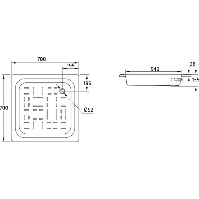 Стальной поддон для душа BLB Universal SG 70х70 CF7012001 белый квадратный
