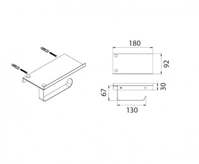 Fixen HOTEL FX-31011 бумагодержатель с полкой для телефона, хром