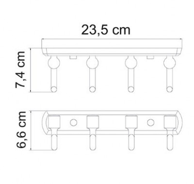 WasserKRAFT Oder K-3074 планка, 4 крючка, хром