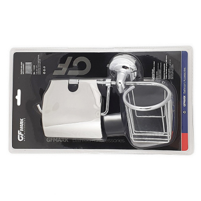 GFmark 1116 держатель с крышкой для туалетной бумаги и освежителя, крепеж - самоклейка или дюбель-шуруп, хром