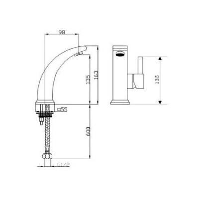 KorDi Black Line Edition KD 19801 - D55 Black/Chrome  смеситель для раковины, матовый черный