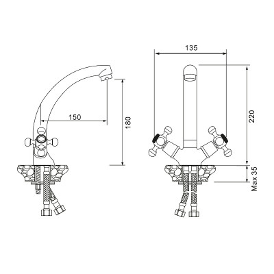 Кухонный смеситель WesnaArt Rassvet RAS02-120 хром
