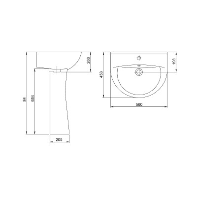 Раковина подвесная Santeri Виктория 55 1.3111.6.S00.11B.0 белая прямоугольная