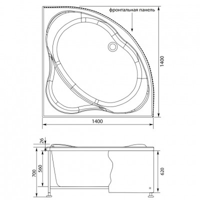 Aquanet Palau 00205535 ванна без гидромассажа, 140 см х 140 см