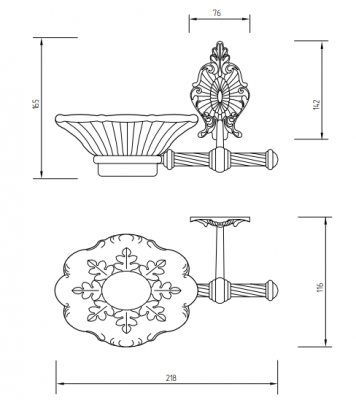 MIGLIORE Elisabetta 17054 мыльница настенная, золото/белый