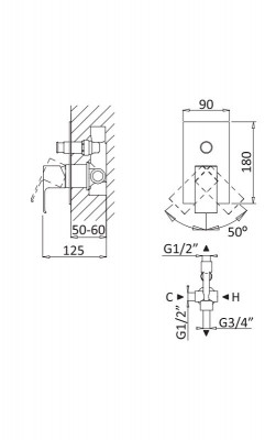 Смеситель для душа Cezares Porta PORTA-VDIM-BIO, белый матовый