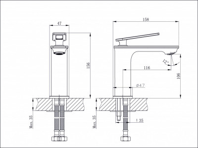 Смеситель для раковины RUSH Palm (PL2530-11)
