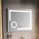 Зеркало в ванную с LED-подсветкой MELANA-8060 подогрев часы космет зеркало MLN-LED090 800х600  (MLN-LED090)