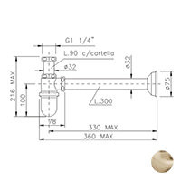 Nicolazzi 5568B BZ сифон колонна 1”1/4 без донного клапана для раковины, бронза