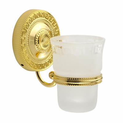 MIGLIORE Monte Carlo 28063 стакан настенный (без розетки), стекло с декором/золото
