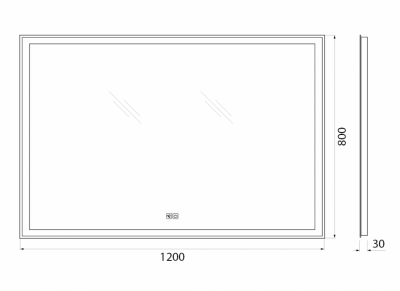 Зеркало с встроенным светильником и сенсорным выключателем Belbagno spc-grt-1200-800-led-tch-phone