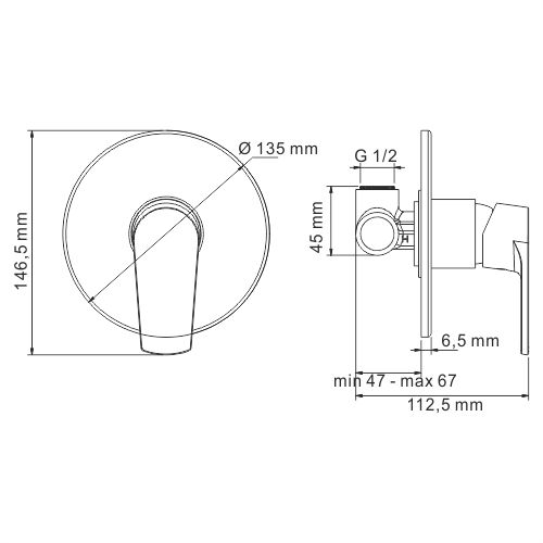 WasserKRAFT Dill 6151 встраиваемый смеситель для душа, хром