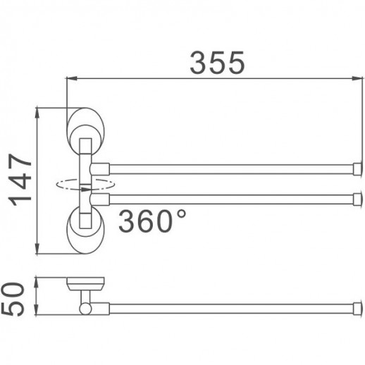 Полотенцедержатель Haiba HB1612 двойной поворотный (металл) хром