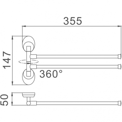 Полотенцедержатель Haiba HB1612 двойной поворотный (металл) хром