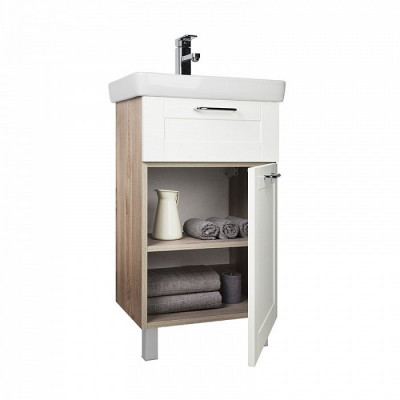 Тумба с раковиной IDDIS Sena 50 напольная белая/под дерево (SEN50W1i95K), дизайн современный