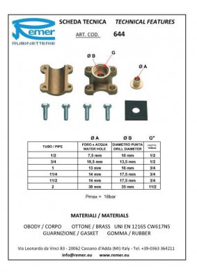 Водоотвод труба 1/2"х1/2" Remer RR 644