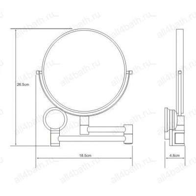WasserKRAFT K-1000 зеркало настенное, двухстороннее