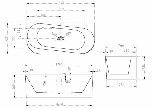 Акриловая ванна ABBER AB9494-1.7