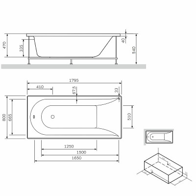 Фронтальная панель для ванны AM.PM Spirit 180 W72A-180-080W-P2 белая