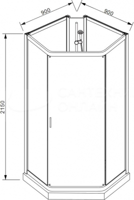 Душевая кабина Parly Penta P91 90х90х215см, трапеция, белый