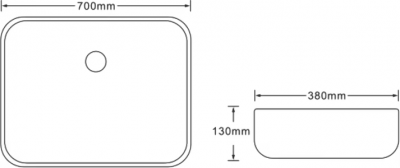 Раковина SantiLine SL-7027 накладная 70х38 см, под мрамор