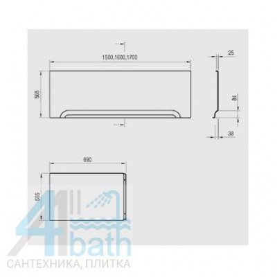 RAVAK CZ001V0A00 экран под ванну U 170, белый