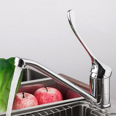 Локтевой Смеситель Frap для кухни однорычажный поворотный хром (F4254)