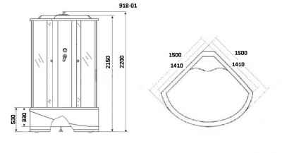 Душевая кабина Niagara Ultra NG-918-01N 150x150х220 см высокий поддон