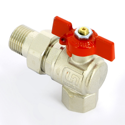 Кран угловой полнопроходной бабочка UNI-FITT НВ 1/2" с разъемным соединением для коллекторных групп (133T2000)