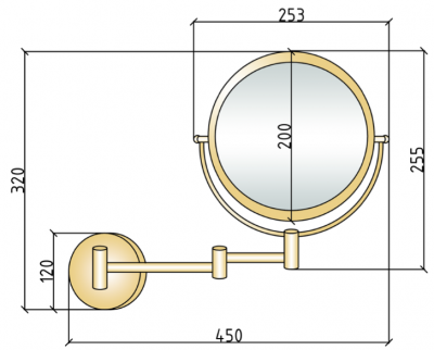 Boheme IMPERIALE 503 косметическое зеркало, оптическое, настенное, золото