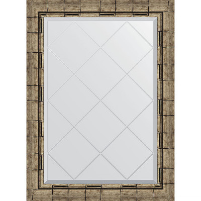 Зеркало настенное Evoform ExclusiveG 86х63 BY 4093 с гравировкой в багетной раме Серебряный бамбук 73 мм
