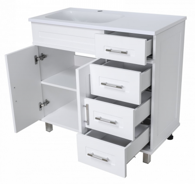 Тумба под раковину Misty Купер - 90 с 4 ящ. белая матовая левая (П-Куп01090-0124ЯЛ)
