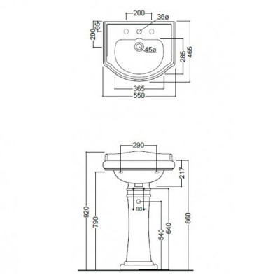 KERASAN Retro 1045 bi*1 раковина 55 см, белая