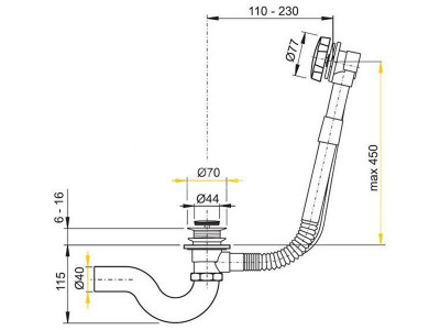 Timo 8004/00 chrome слив-перелив для ванны (автомат), хром