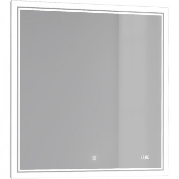 Зеркало в ванную Jorno Slide 80 Sli.02.77/W с подсветкой с сенсорным выключателем и часами прямоугольное