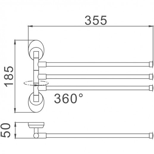 Полотенцедержатель Haiba HB1613 тройной поворотный (металл) хром
