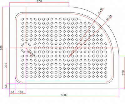 Акриловый поддон CEZARES TRAY-A-RH-120/90-550-15-W-R