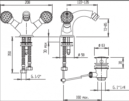 Смеситель для биде CEZARES ATLANTIS-BS1-02-Sw/M