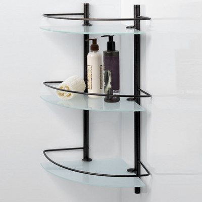 WasserKRAFT Isar K-3633 полка стеклянная тройная угловая, темная бронза