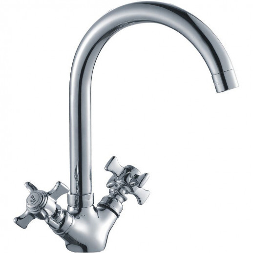 Двухвентильный смеситель для кухни Haiba HB4624 (латунь) хром