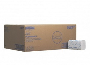 Полотенца Kimberly-Clark 6663 в пач. Scott Performance Z-сл, 1-сл, 212л, 21,5х31,5см, белый, 1/15