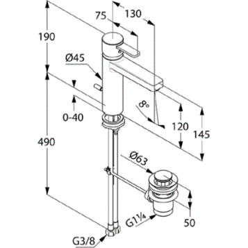 Смеситель для раковины KLUDI ZENTA хром 382640575