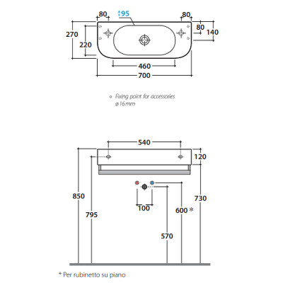 Раковина подвесная Globo Forty3 70 SCT70.BI*0 белая прямоугольная