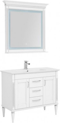 Комплект мебели для ванной Aquanet Селена 105 белый/серебро (3 ящика, 2 дверцы) напольная (00233129)