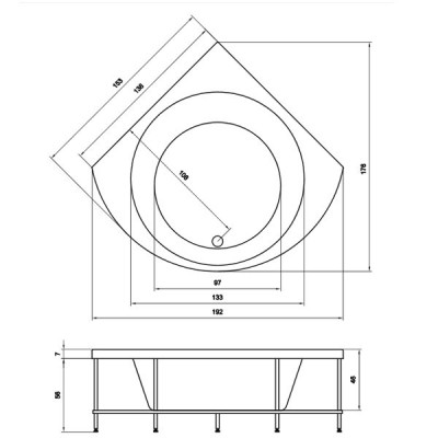 Акватика Эстрада Стандарт ванна без гидромассажа, 136/150 см х 136/150 см
