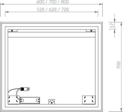 RAVAK X000001562 Зеркало OBLONG 600x700 с подсветкой