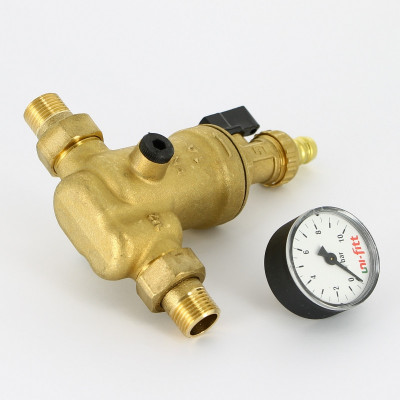 Фильтр промывной Uni-Fitt ВН 1/2" х 3/4" с редукц. соед., с аксиальным манометром, 100 мкм (217A2310)