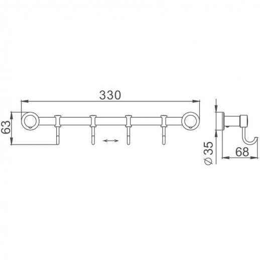 Вешалка для полотенец Haiba HB205-4 (металл) хром