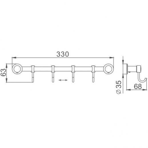 Вешалка для полотенец Haiba HB205-4 (металл) хром