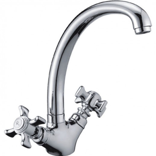 Двухвентильный смеситель для кухни Haiba HB4724 (латунь) хром